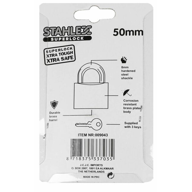 Stahlex Hangslot - Ø 50 mm - Inclusief 3 sleutels - Gehard staal - Veiligheidscategorie C