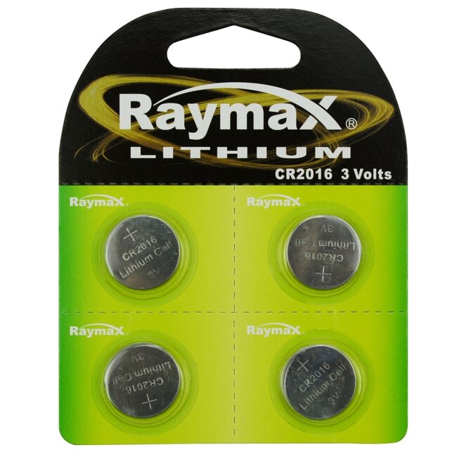 Raymax Lithium knoopcel CR2016 - 3V - 4 stuks - Veelzijdig gebruik