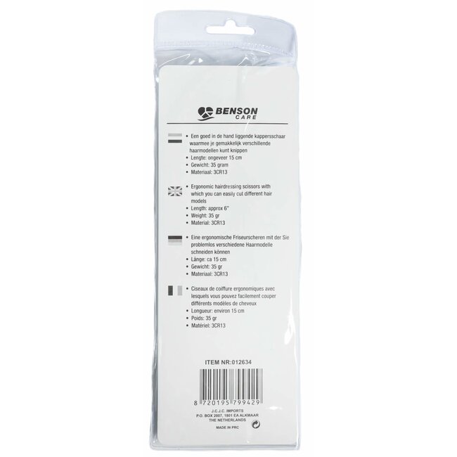 Benson Professionele kappersschaar - RVS 3Cr13 - 15 cm - Ergonomisch ontwerp