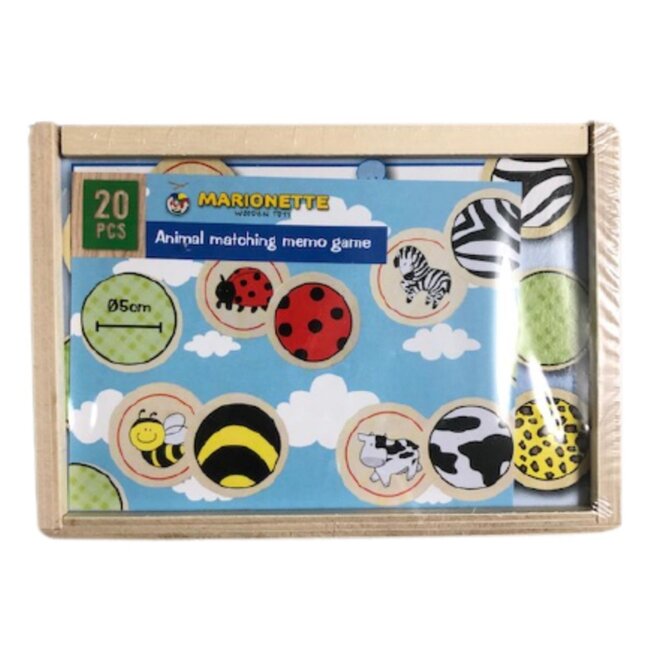 Marionette Wood Houten geheugenspel - dierenparen - compact formaat - vanaf 4 jaar