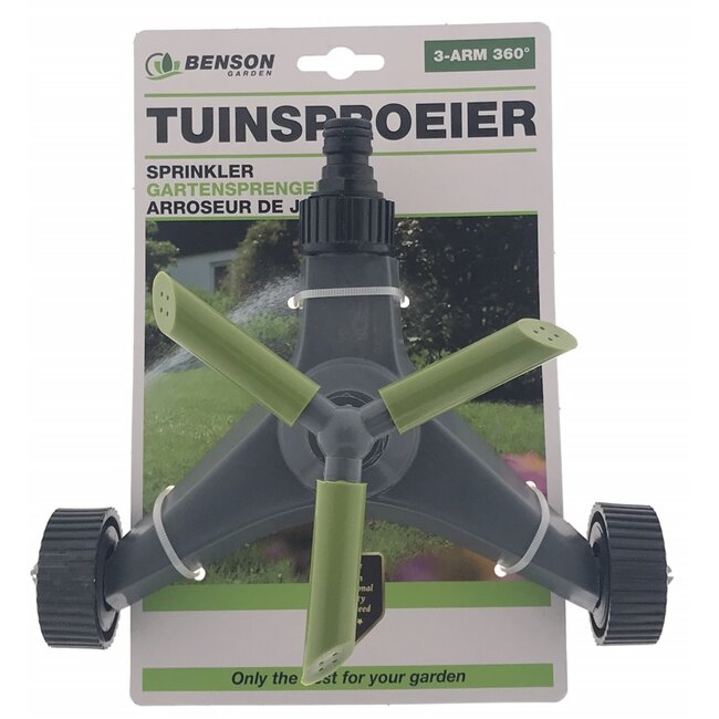 Benson Tuinsproeier - 3 roterende armen - 360 graden - Grijs/Groen - Groot bereik