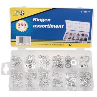 Topgear Ringen Assortiment - Breed- en Veerringen - 350 stuks - Diverse Maten