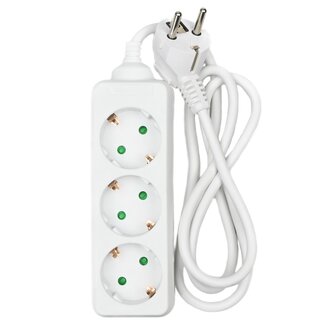 Benson 3-voudige stekkerdoos - randaarde - 1 meter kabel - wit