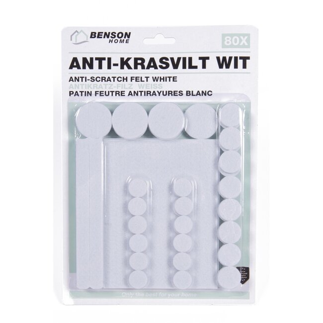 Benson Antikrasvilt - Wit - Diverse maten - 80 stuks - Sterk klevend