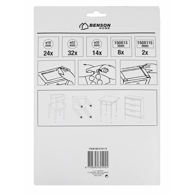 Benson Antikrasvilt - Wit - Diverse maten - 80 stuks - Sterk klevend