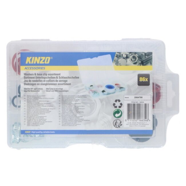 Kinzo Sluitringen en slangklemmen set - 86-delig - Compact en lichtgewicht