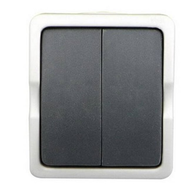 Ratio Dubbele opbouwschakelaar - spatwaterdicht IP54 - grijs/wit