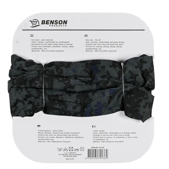 Benson Veelzijdige nekwarmer - microvezel - 24 x 42 cm - zacht en rekbaar