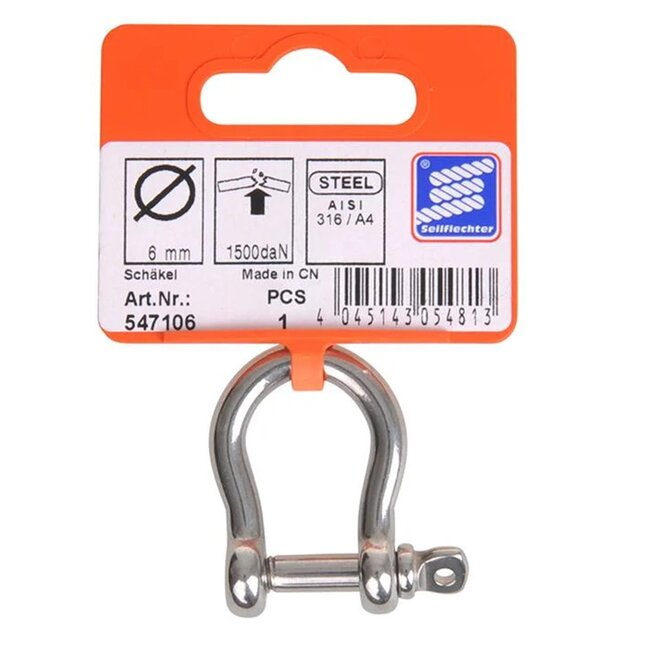 Seilflechter Korte harpsluiting - RVS - 6 mm - 40 mm lengte - AISI 316