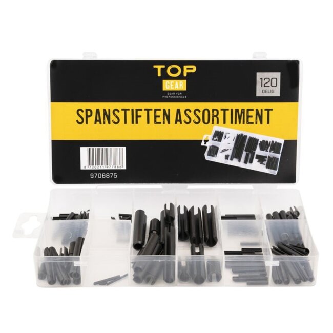 Topgear Assortimentbox paspennen en spanstiften - 120 stuks - zwart