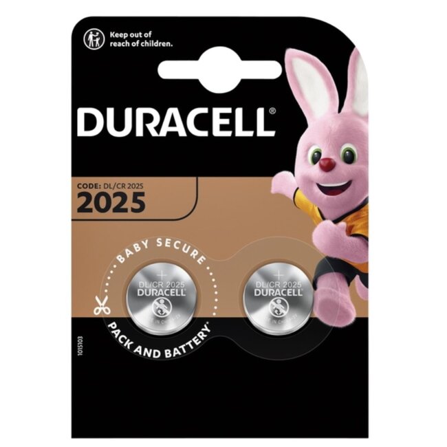 Duracell Knoopcelbatterij - CR2025 - Lithium - 2 stuks - Zilver