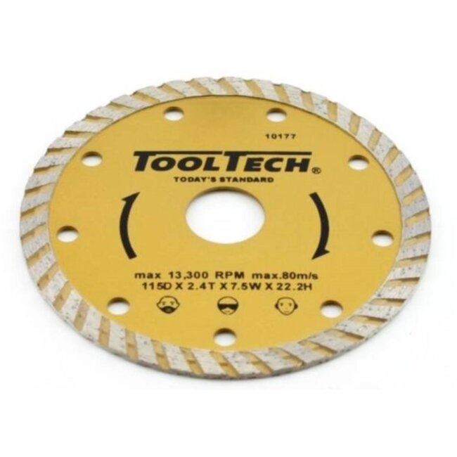 Tooltech Diamant doorslijpschijf - massieve rand - 115 mm - voor metaal en RVS