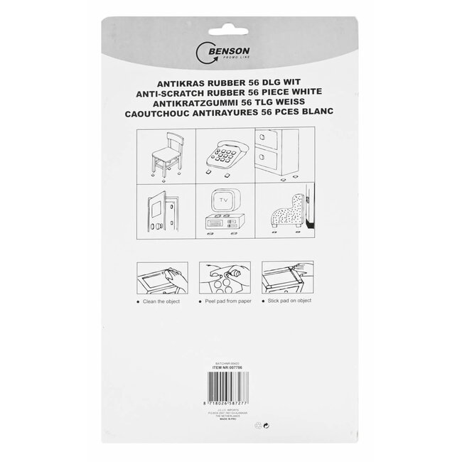 Benson Meubelbeschermers - Rubber - Wit - Diverse maten - 56 stuks