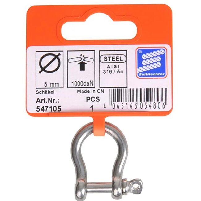 Seilflechter Harpsluiting kort - 5 mm - RVS AISI 316 - Zeewaterbestendig - 1.000 daN