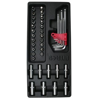 Benson Gevulde gereedschapswagen tray - 42-delige dopsleutel en bitset - ABS kunststof - 180x380 mm
