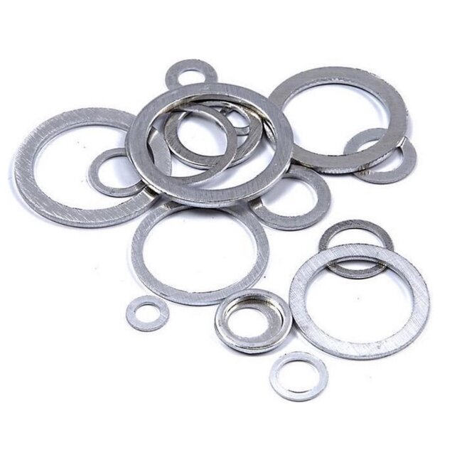 Dragon-Tools Afdichtringen assortiment aluminium metrisch 5-36 mm (1-2 mm) zilver 300 stuks afdichten hydrauliek, auto, machines