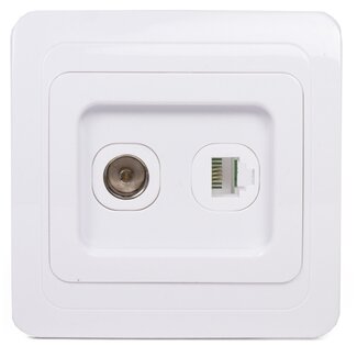 Benson Wandcontactdoos - Coax en telefoonaansluiting - Compact - Wit - 8x8x4 cm