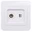 Benson Wandcontactdoos - Coax en telefoonaansluiting - Compact - Wit - 8x8x4 cm