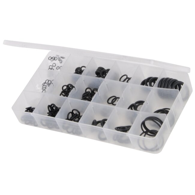 Fixman O-ringen assortiment - rubber - 3 tot 22 mm - 225-delig - met opbergkoffer - luchtdicht, loodgieterij, horloges