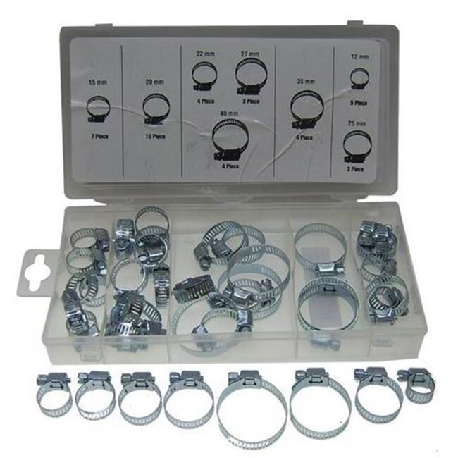 Benson Assortimentsdoos - 40 slangklemmen - Diverse maten - Hoogwaardige grip - Handige opbergdoos