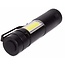 Hofftech Mini zaklamp met clip - LED + COB - 240 lumen - zwart - 92 mm