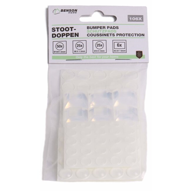 Benson Siliconendruppels - Stootdoppen - Diverse maten - Transparant - 106 stuks