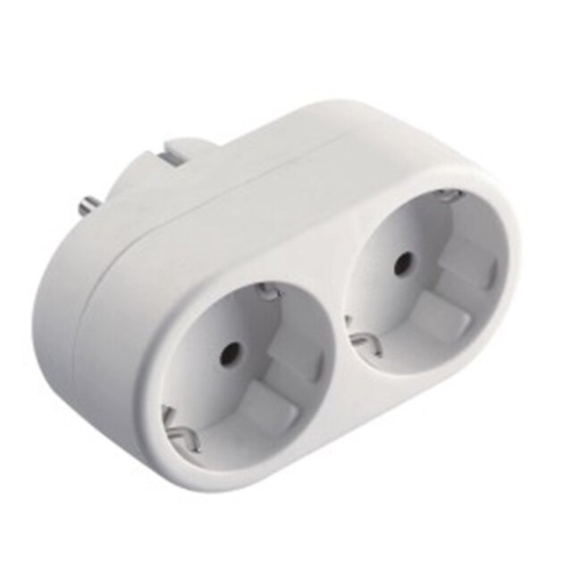 Benson Horizontale stopcontactsplitter - 2 weg - met randaarde - kinderbeveiliging - wit