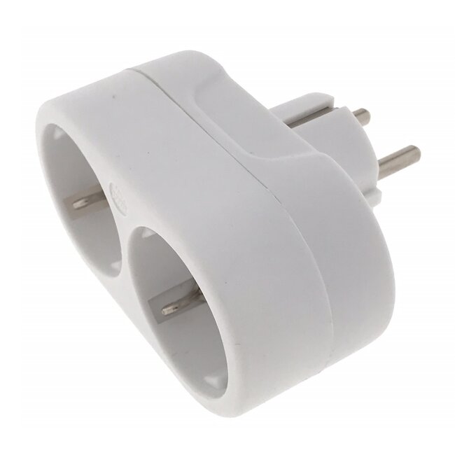 Benson Horizontale stopcontactsplitter - 2 weg - met randaarde - kinderbeveiliging - wit