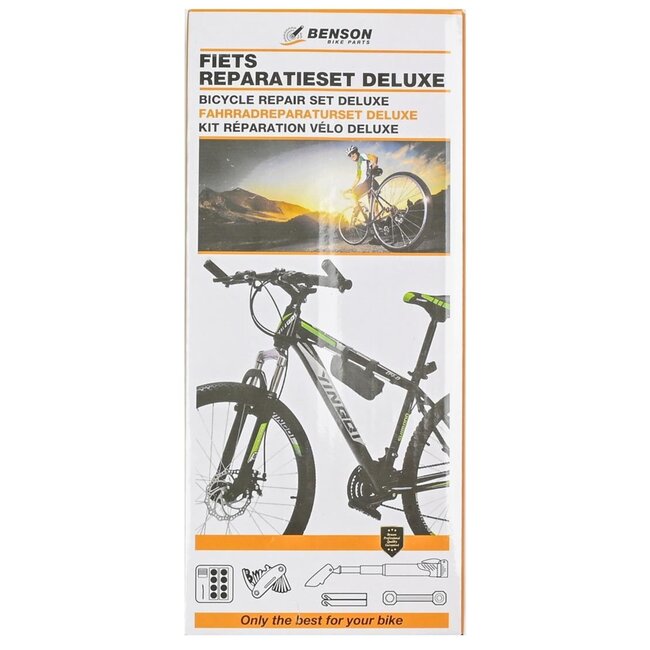 Benson Fiets reparatieset - Deluxe - 16-delig - Compact en veelzijdig - Inclusief minipomp en tas