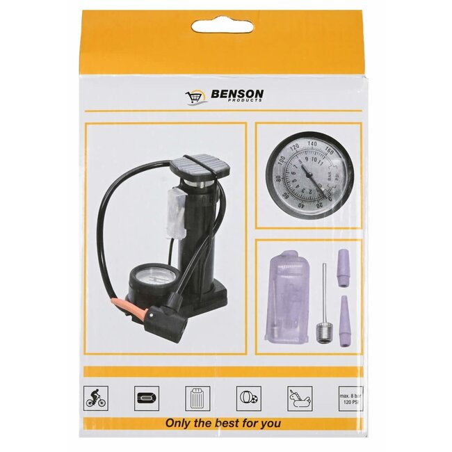 Benson Compacte voetpomp - 7 bar - met manometer en ventieladapters