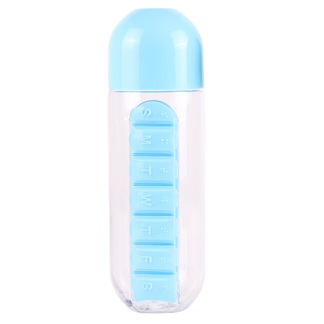 Benson Waterfles met uitneembare pillendoos - 600 ml - 7 vakken - Vaatwasserbestendig