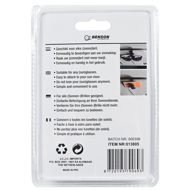 Benson Zonneklep klem - voor zonnebrillen - zwart - per stuk