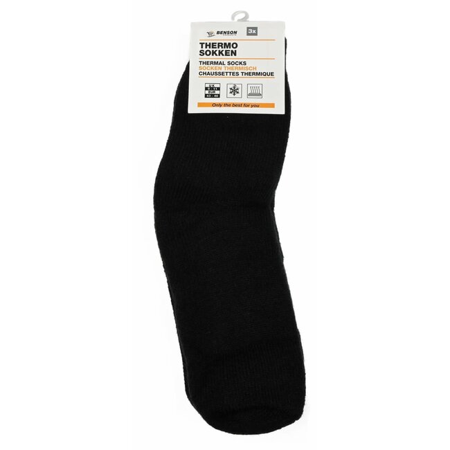 Benson Thermo sokken - Zwart - 43-46 - Wandelen, wintersport, werk - 3 paar