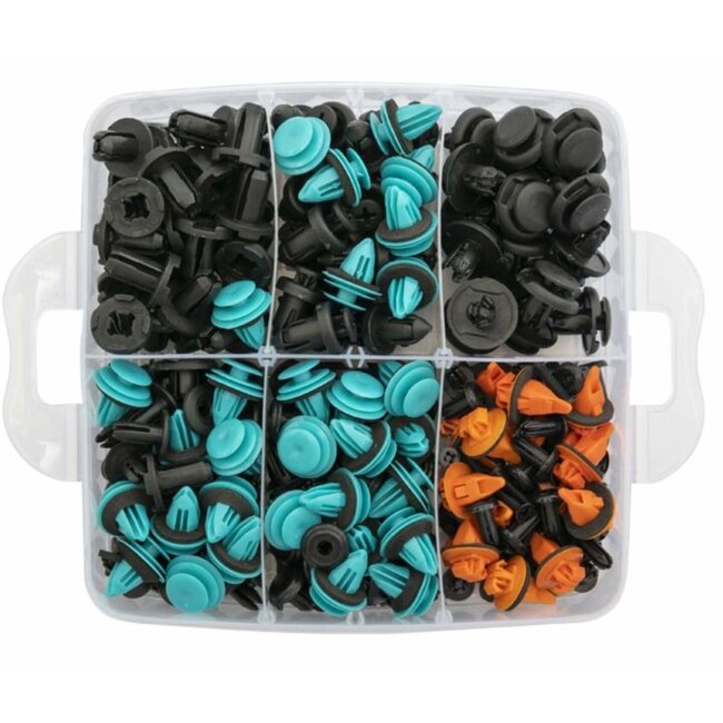 Topgear Assortimentsbox met 635 interieurclips - 18 maten en soorten - Handige vakjes