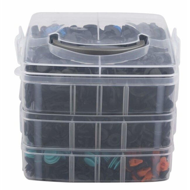 Topgear Assortimentsbox met 635 interieurclips - 18 maten en soorten - Handige vakjes