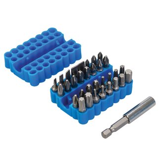 Silverline schroefbitset - chroom-vanadiumstaal - torx, pozidriv en kruiskop - 25 mm - staalgrijs - 33-delig - voor schroefwerk
