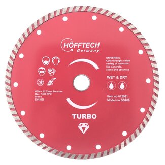 Hofftech Diamantschijf - Ø 200 mm - Nat en droog - Voor beton en steen