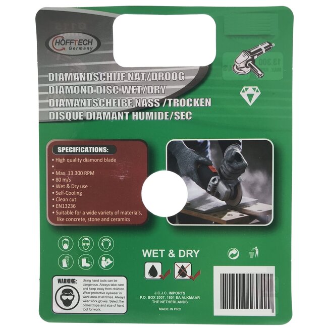 Hofftech Diamantschijf - Ø 200 mm - Nat en droog - Voor beton en steen