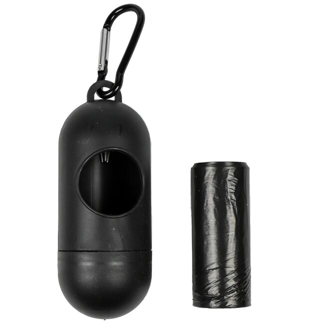 Benson Hondenpoepzakhouder - met karabijnhaak - 15 zakjes - lichtgewicht - zwart of blauw