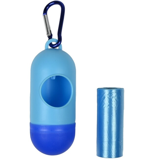 Benson Hondenpoepzakhouder - met karabijnhaak - 15 zakjes - lichtgewicht - zwart of blauw