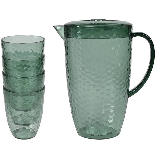 Benson Kan met Deksel 2 Liter + 4 Bekers – Duurzaam en Stijlvol voor Elke Gelegenheid