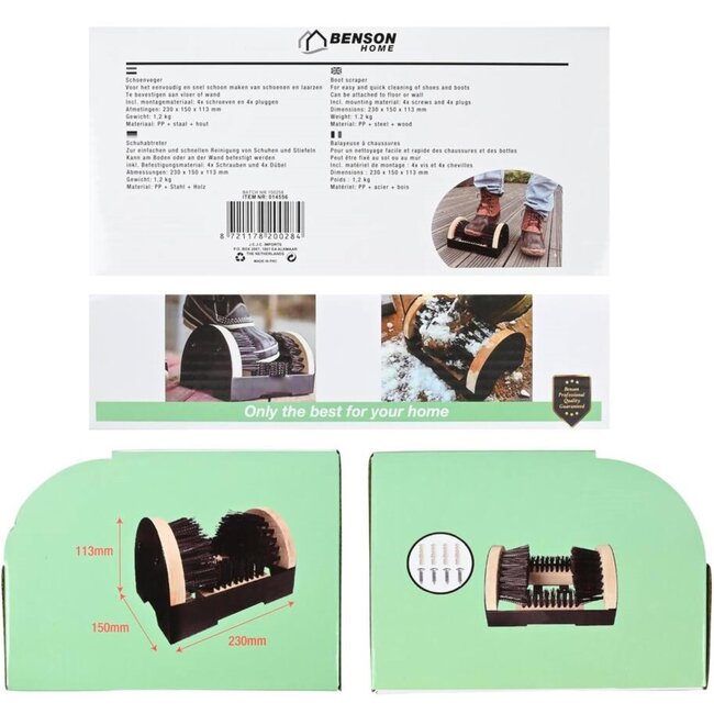 Benson Schoenveger Hout – 230 x 150 x 113 mm – Inclusief Montagemateriaal