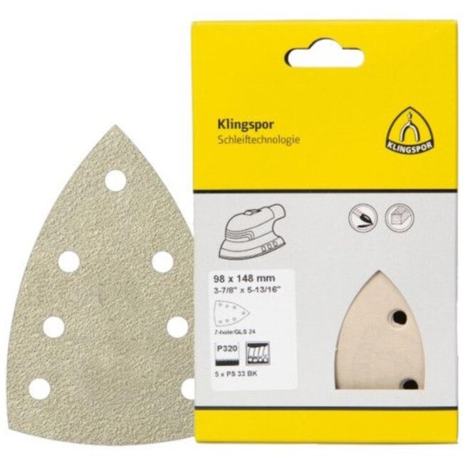 Klingspor Schuurpapier Driehoek K80 - 5 Stuks - Klingspor - 98x148 / 100x150 mm