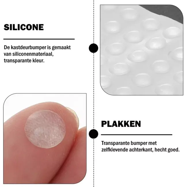 Benson Transparante Siliconendruppels – Zelfklevende Stootdoppen – Ø 10 x 1.5 mm – 50 stuks