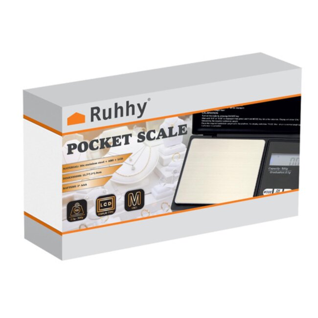 Ruhhy Zakweegschaal 500 x 0,1g – Compacte Precisieweegschaal met Beschermklep