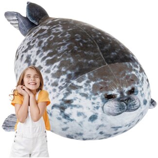 Kruzzel Zachte pluche zeehond van 60 cm met rond ontwerp en elastische vulling voor knuffelcomfort