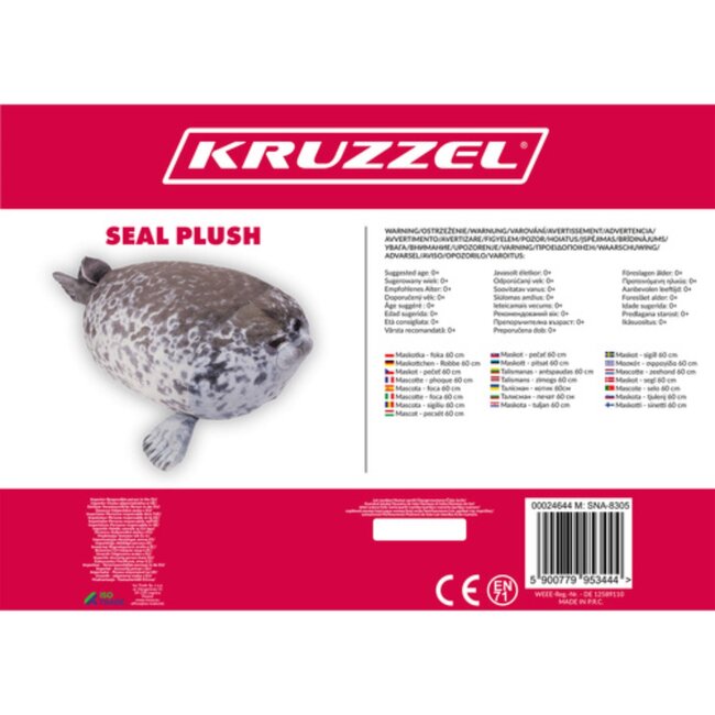 Kruzzel Pluche Zeehond – 60 cm Grote Knuffel met Hoogwaardige Afwerking