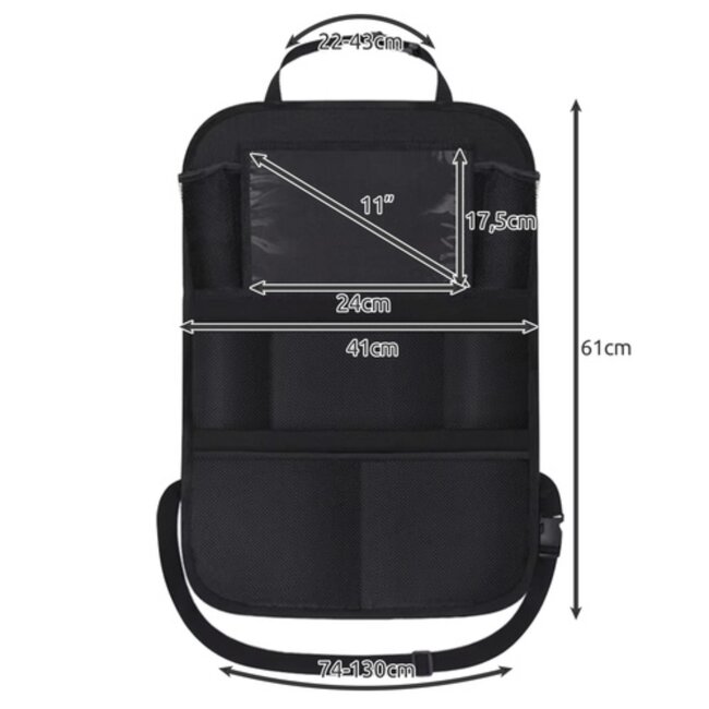 Xtrobb Autostoel Organizer - Vilt - 7 Vakken - Zwart - Handige Opberger voor Auto - Duurzaam Vilt