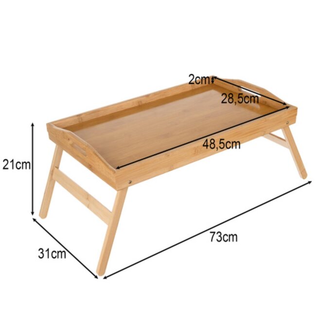Ruhhy Multifunctionele Ontbijttafel - Hout en Metaal - 60x40x25 cm