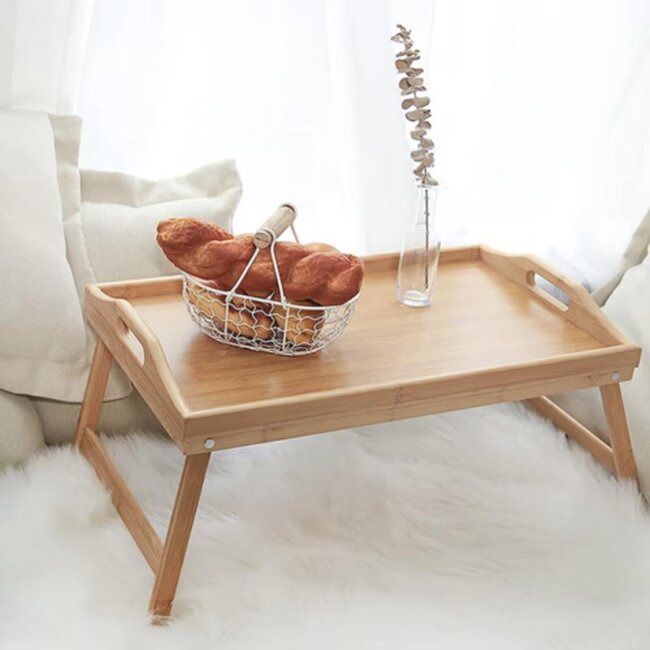 Ruhhy Multifunctionele Ontbijttafel - Hout en Metaal - 60x40x25 cm